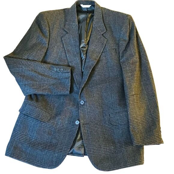 Woodmere Vintage Wool Sport Coat Glen Plaid Blue Gray 42 L Preppy Academia - Picture 14 of 16